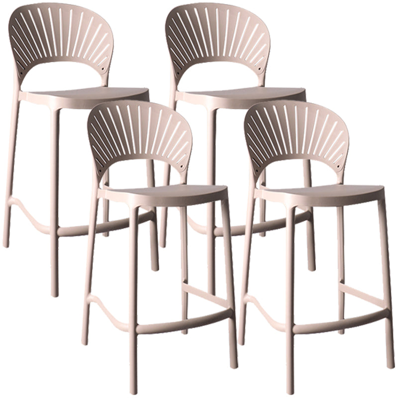 Nordic Plastic Simple Stackable Barstool Indoor Tall Stool with Saddle Seat Pink 4 Piece Set Counter Stool (24"H) Clearhalo 'Bar Furniture' 'Bar Stools' 'bar_stools' 'furn' 'furn_bar_stools' 'furniture_bar_stools' 'Kitchen & Dining Furniture' 'kitchen&dining_furn' 'kitchen' 'kitchen_furn' Furniture' 4392184