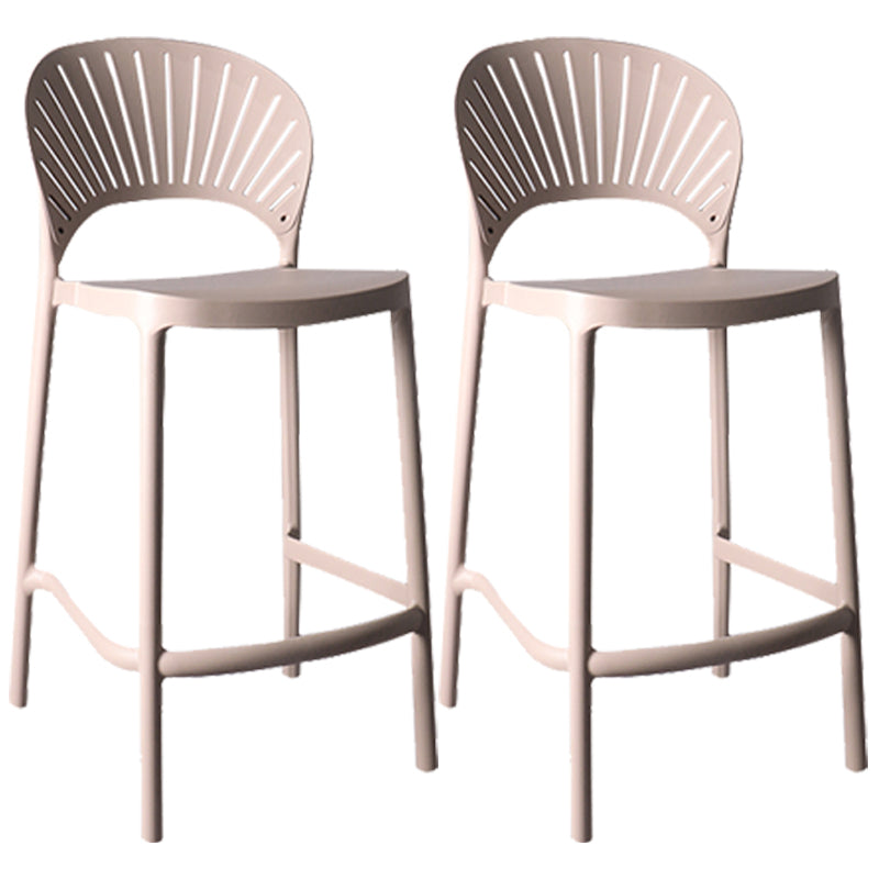 Nordic Plastic Simple Stackable Barstool Indoor Tall Stool with Saddle Seat Pink 2 Piece Set Counter Stool (24"H) Clearhalo 'Bar Furniture' 'Bar Stools' 'bar_stools' 'furn' 'furn_bar_stools' 'furniture_bar_stools' 'Kitchen & Dining Furniture' 'kitchen&dining_furn' 'kitchen' 'kitchen_furn' Furniture' 4392188
