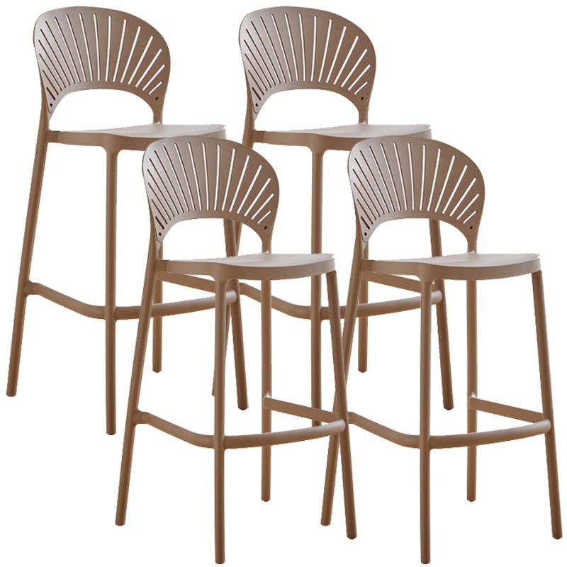 Nordic Plastic Simple Stackable Barstool Indoor Tall Stool with Saddle Seat Pink 4 Piece Set Counter Stool(26"H) Clearhalo 'Bar Furniture' 'Bar Stools' 'bar_stools' 'furn' 'furn_bar_stools' 'furniture_bar_stools' 'Kitchen & Dining Furniture' 'kitchen&dining_furn' 'kitchen' 'kitchen_furn' Furniture' 4392189