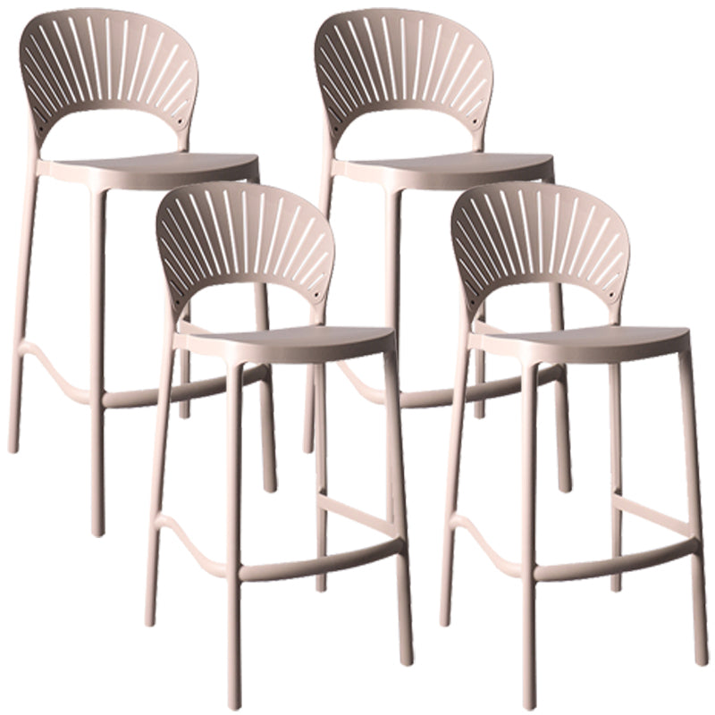 Nordic Plastic Simple Stackable Barstool Indoor Tall Stool with Saddle Seat Pink 4 Piece Set Bar Stool (28" H) Clearhalo 'Bar Furniture' 'Bar Stools' 'bar_stools' 'furn' 'furn_bar_stools' 'furniture_bar_stools' 'Kitchen & Dining Furniture' 'kitchen&dining_furn' 'kitchen' 'kitchen_furn' Furniture' 4392192