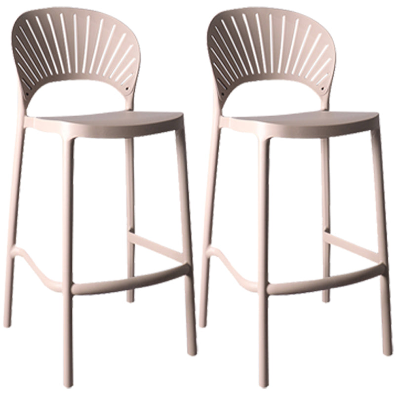 Nordic Plastic Simple Stackable Barstool Indoor Tall Stool with Saddle Seat Pink 2 Piece Set Bar Stool (28" H) Clearhalo 'Bar Furniture' 'Bar Stools' 'bar_stools' 'furn' 'furn_bar_stools' 'furniture_bar_stools' 'Kitchen & Dining Furniture' 'kitchen&dining_furn' 'kitchen' 'kitchen_furn' Furniture' 4392194