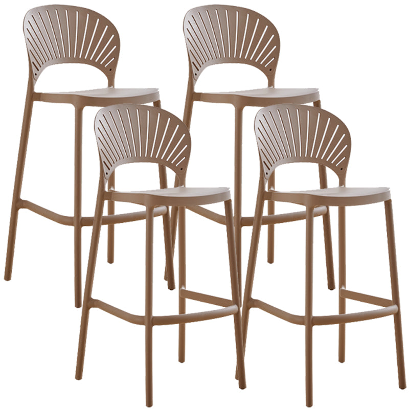 Nordic Plastic Simple Stackable Barstool Indoor Tall Stool with Saddle Seat Pink 4 Piece Set Bar Stool(30"H) Clearhalo 'Bar Furniture' 'Bar Stools' 'bar_stools' 'furn' 'furn_bar_stools' 'furniture_bar_stools' 'Kitchen & Dining Furniture' 'kitchen&dining_furn' 'kitchen' 'kitchen_furn' Furniture' 4392195