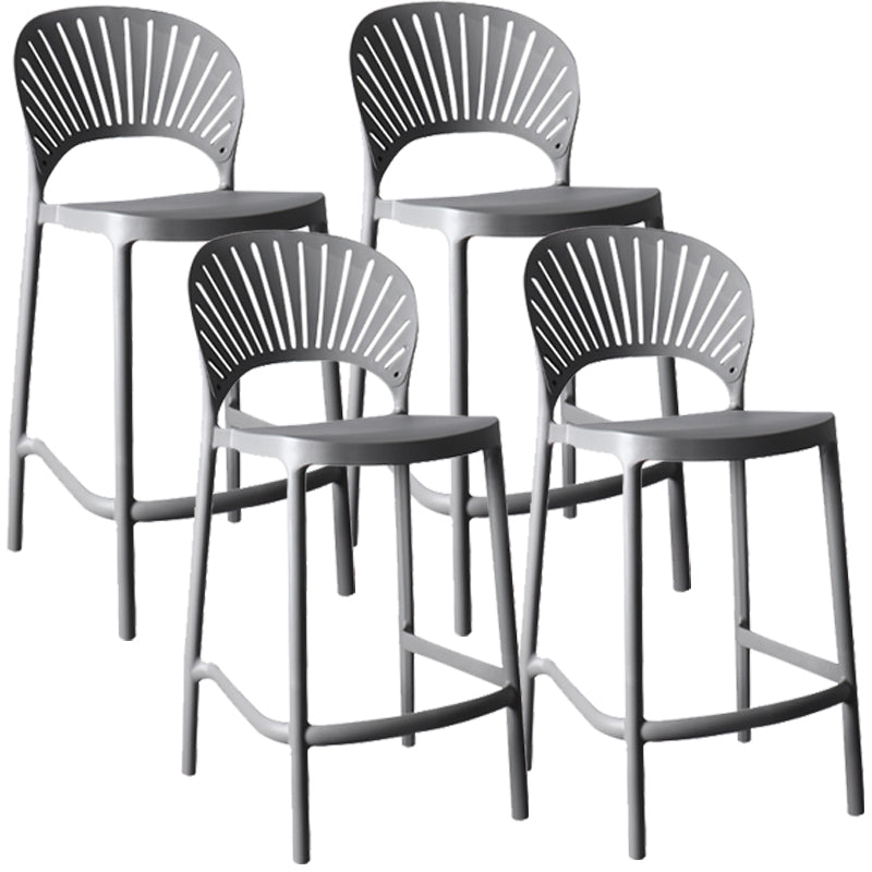 Nordic Plastic Simple Stackable Barstool Indoor Tall Stool with Saddle Seat Grey 4 Piece Set Counter Stool (24"H) Clearhalo 'Bar Furniture' 'Bar Stools' 'bar_stools' 'furn' 'furn_bar_stools' 'furniture_bar_stools' 'Kitchen & Dining Furniture' 'kitchen&dining_furn' 'kitchen' 'kitchen_furn' Furniture' 4392198