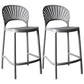 Nordic Plastic Simple Stackable Barstool Indoor Tall Stool with Saddle Seat Grey 2 Piece Set Counter Stool (24"H) Clearhalo 'Bar Furniture' 'Bar Stools' 'bar_stools' 'furn' 'furn_bar_stools' 'furniture_bar_stools' 'Kitchen & Dining Furniture' 'kitchen&dining_furn' 'kitchen' 'kitchen_furn' Furniture' 4392200