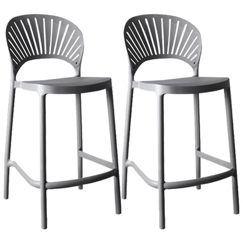Nordic Plastic Simple Stackable Barstool Indoor Tall Stool with Saddle Seat Grey 2 Piece Set Counter Stool (24"H) Clearhalo 'Bar Furniture' 'Bar Stools' 'bar_stools' 'furn' 'furn_bar_stools' 'furniture_bar_stools' 'Kitchen & Dining Furniture' 'kitchen&dining_furn' 'kitchen' 'kitchen_furn' Furniture' 4392200