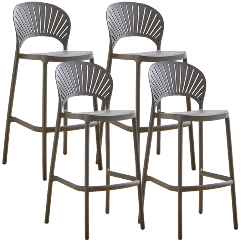 Nordic Plastic Simple Stackable Barstool Indoor Tall Stool with Saddle Seat Grey 4 Piece Set Counter Stool(26"H) Clearhalo 'Bar Furniture' 'Bar Stools' 'bar_stools' 'furn' 'furn_bar_stools' 'furniture_bar_stools' 'Kitchen & Dining Furniture' 'kitchen&dining_furn' 'kitchen' 'kitchen_furn' Furniture' 4392201
