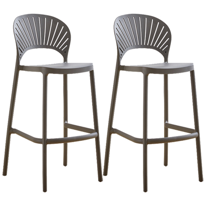 Nordic Plastic Simple Stackable Barstool Indoor Tall Stool with Saddle Seat Grey 2 Piece Set Counter Stool(26"H) Clearhalo 'Bar Furniture' 'Bar Stools' 'bar_stools' 'furn' 'furn_bar_stools' 'furniture_bar_stools' 'Kitchen & Dining Furniture' 'kitchen&dining_furn' 'kitchen' 'kitchen_furn' Furniture' 4392203