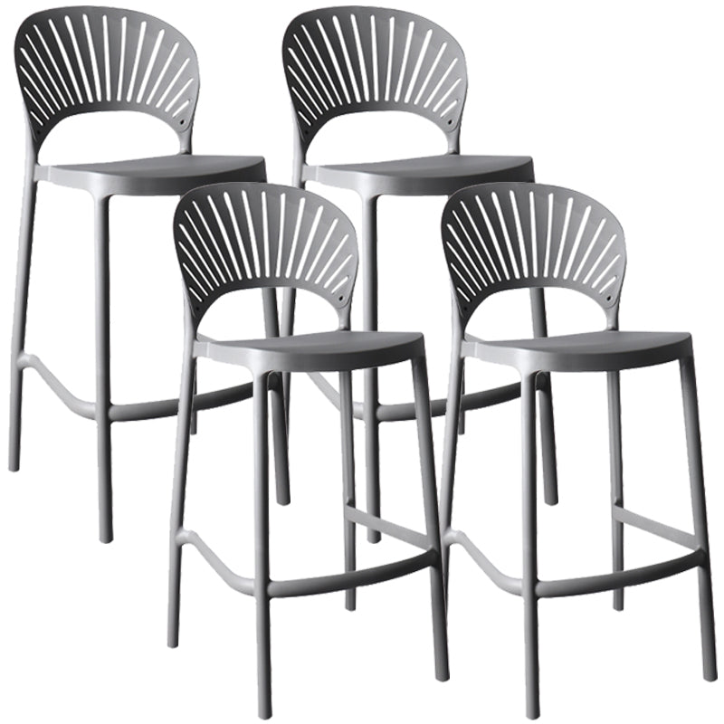 Nordic Plastic Simple Stackable Barstool Indoor Tall Stool with Saddle Seat Grey 4 Piece Set Bar Stool (28" H) Clearhalo 'Bar Furniture' 'Bar Stools' 'bar_stools' 'furn' 'furn_bar_stools' 'furniture_bar_stools' 'Kitchen & Dining Furniture' 'kitchen&dining_furn' 'kitchen' 'kitchen_furn' Furniture' 4392204