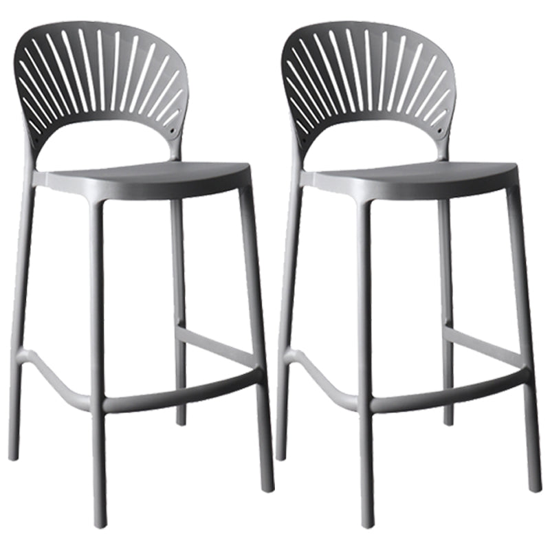 Nordic Plastic Simple Stackable Barstool Indoor Tall Stool with Saddle Seat Grey 2 Piece Set Bar Stool (28" H) Clearhalo 'Bar Furniture' 'Bar Stools' 'bar_stools' 'furn' 'furn_bar_stools' 'furniture_bar_stools' 'Kitchen & Dining Furniture' 'kitchen&dining_furn' 'kitchen' 'kitchen_furn' Furniture' 4392206