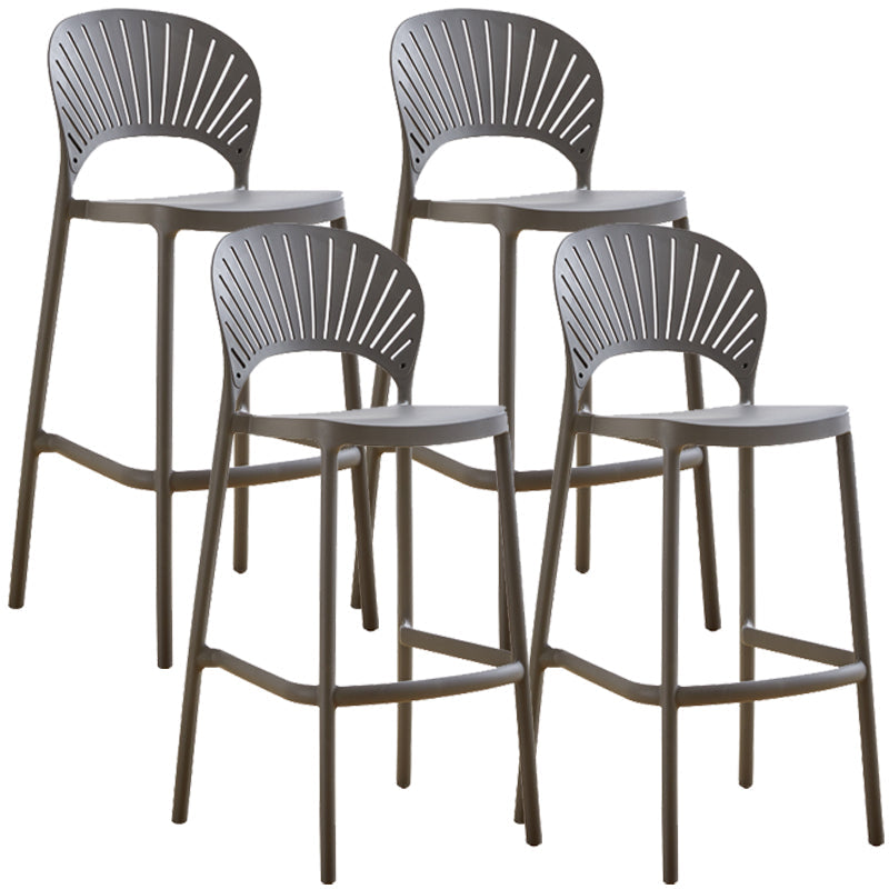 Nordic Plastic Simple Stackable Barstool Indoor Tall Stool with Saddle Seat Grey 4 Piece Set Bar Stool(30"H) Clearhalo 'Bar Furniture' 'Bar Stools' 'bar_stools' 'furn' 'furn_bar_stools' 'furniture_bar_stools' 'Kitchen & Dining Furniture' 'kitchen&dining_furn' 'kitchen' 'kitchen_furn' Furniture' 4392207