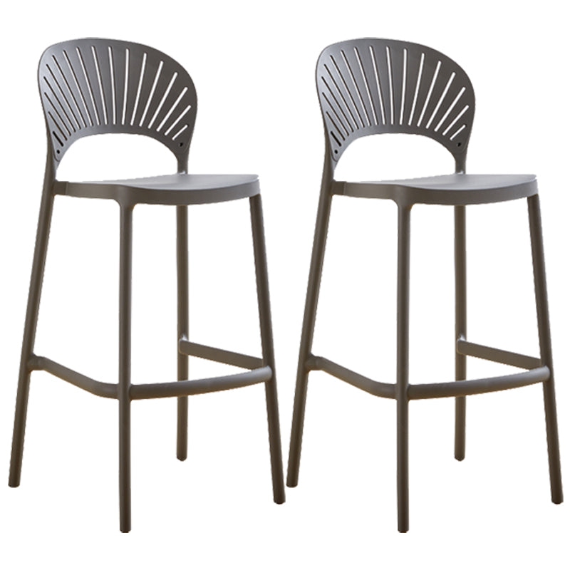 Nordic Plastic Simple Stackable Barstool Indoor Tall Stool with Saddle Seat Grey 2 Piece Set Bar Stool(30"H) Clearhalo 'Bar Furniture' 'Bar Stools' 'bar_stools' 'furn' 'furn_bar_stools' 'furniture_bar_stools' 'Kitchen & Dining Furniture' 'kitchen&dining_furn' 'kitchen' 'kitchen_furn' Furniture' 4392209