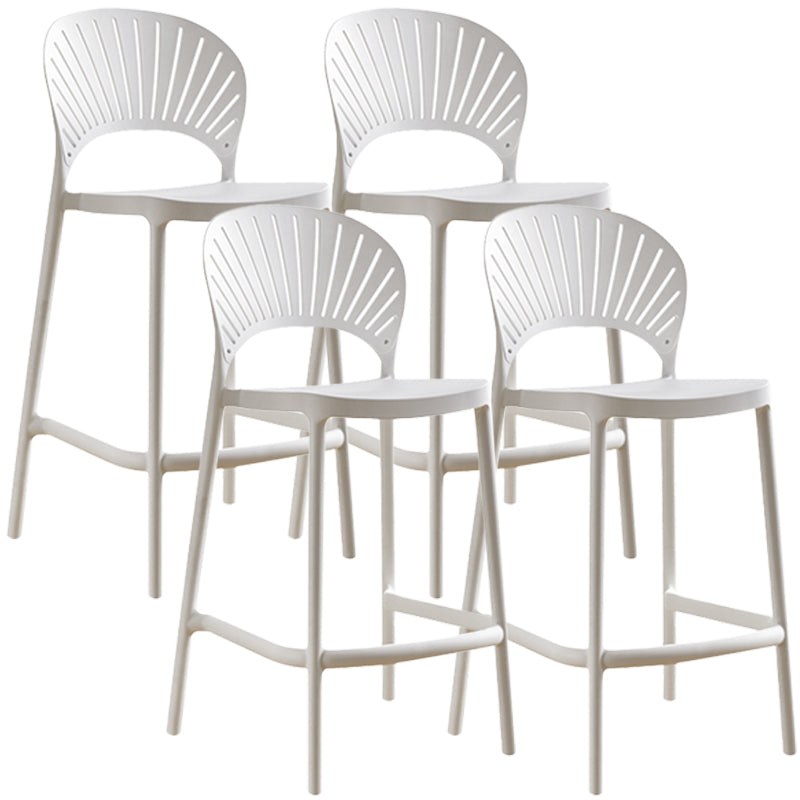 Nordic Plastic Simple Stackable Barstool Indoor Tall Stool with Saddle Seat White 4 Piece Set Counter Stool (24"H) Clearhalo 'Bar Furniture' 'Bar Stools' 'bar_stools' 'furn' 'furn_bar_stools' 'furniture_bar_stools' 'Kitchen & Dining Furniture' 'kitchen&dining_furn' 'kitchen' 'kitchen_furn' Furniture' 4392210