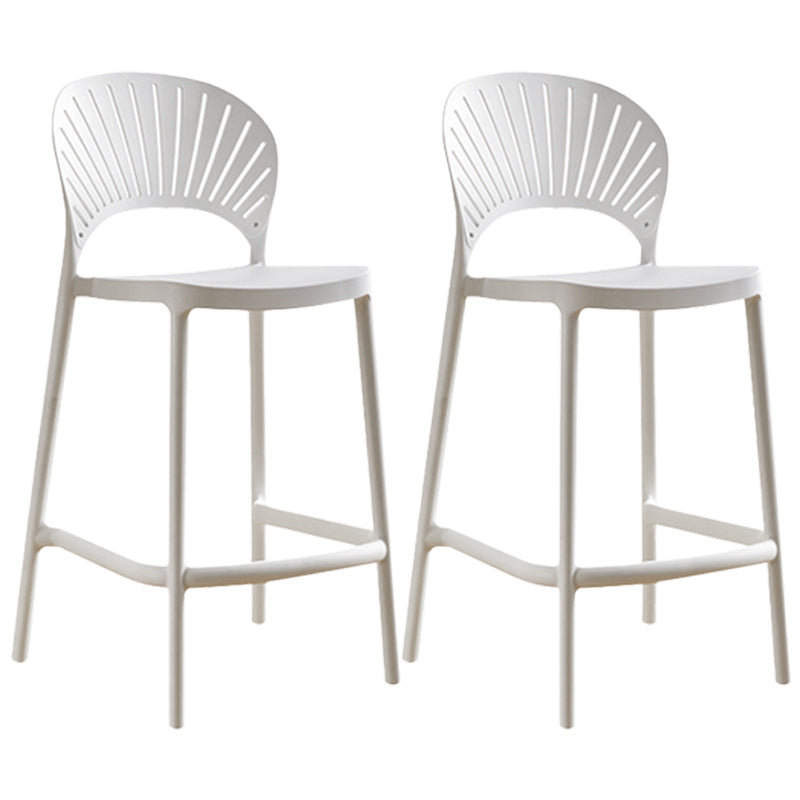 Nordic Plastic Simple Stackable Barstool Indoor Tall Stool with Saddle Seat White 2 Piece Set Counter Stool (24"H) Clearhalo 'Bar Furniture' 'Bar Stools' 'bar_stools' 'furn' 'furn_bar_stools' 'furniture_bar_stools' 'Kitchen & Dining Furniture' 'kitchen&dining_furn' 'kitchen' 'kitchen_furn' Furniture' 4392212