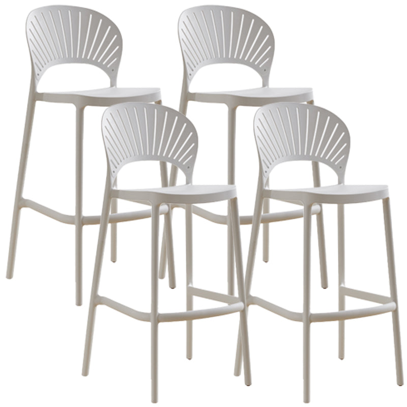Nordic Plastic Simple Stackable Barstool Indoor Tall Stool with Saddle Seat White 4 Piece Set Counter Stool(26"H) Clearhalo 'Bar Furniture' 'Bar Stools' 'bar_stools' 'furn' 'furn_bar_stools' 'furniture_bar_stools' 'Kitchen & Dining Furniture' 'kitchen&dining_furn' 'kitchen' 'kitchen_furn' Furniture' 4392213