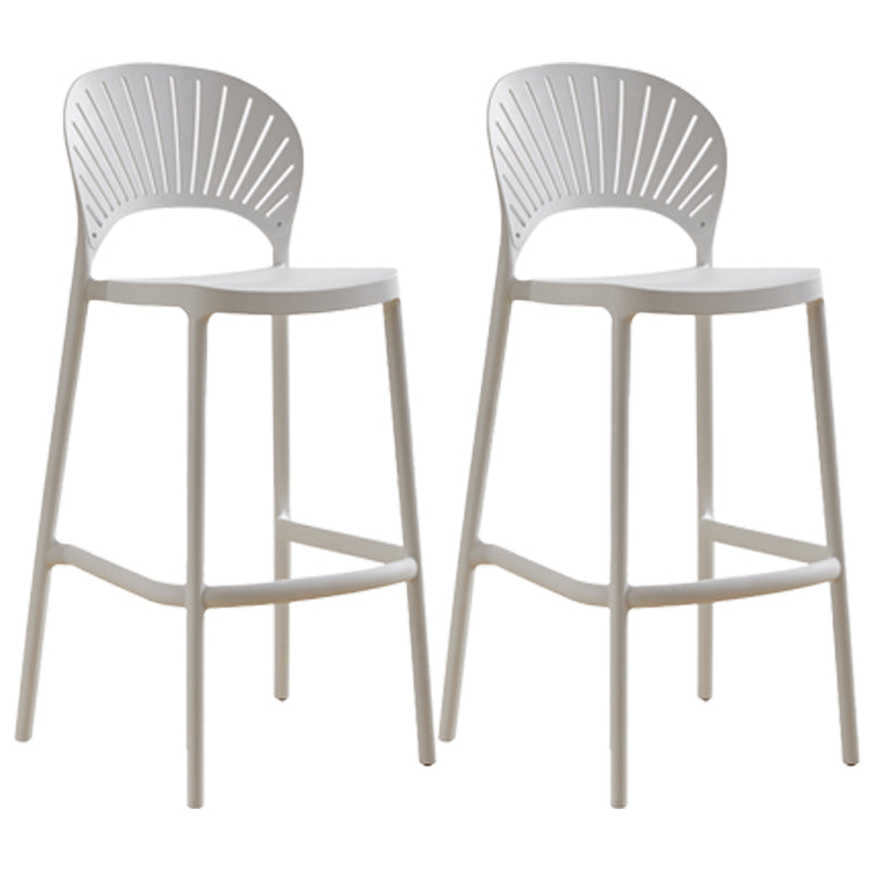 Nordic Plastic Simple Stackable Barstool Indoor Tall Stool with Saddle Seat White 2 Piece Set Counter Stool(26"H) Clearhalo 'Bar Furniture' 'Bar Stools' 'bar_stools' 'furn' 'furn_bar_stools' 'furniture_bar_stools' 'Kitchen & Dining Furniture' 'kitchen&dining_furn' 'kitchen' 'kitchen_furn' Furniture' 4392215