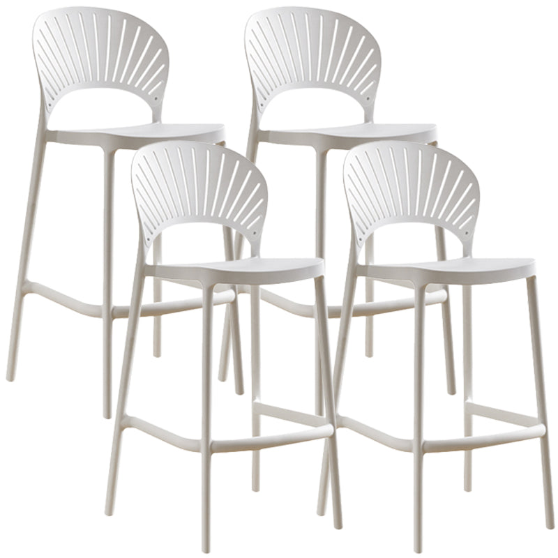 Nordic Plastic Simple Stackable Barstool Indoor Tall Stool with Saddle Seat White 4 Piece Set Bar Stool (28" H) Clearhalo 'Bar Furniture' 'Bar Stools' 'bar_stools' 'furn' 'furn_bar_stools' 'furniture_bar_stools' 'Kitchen & Dining Furniture' 'kitchen&dining_furn' 'kitchen' 'kitchen_furn' Furniture' 4392216