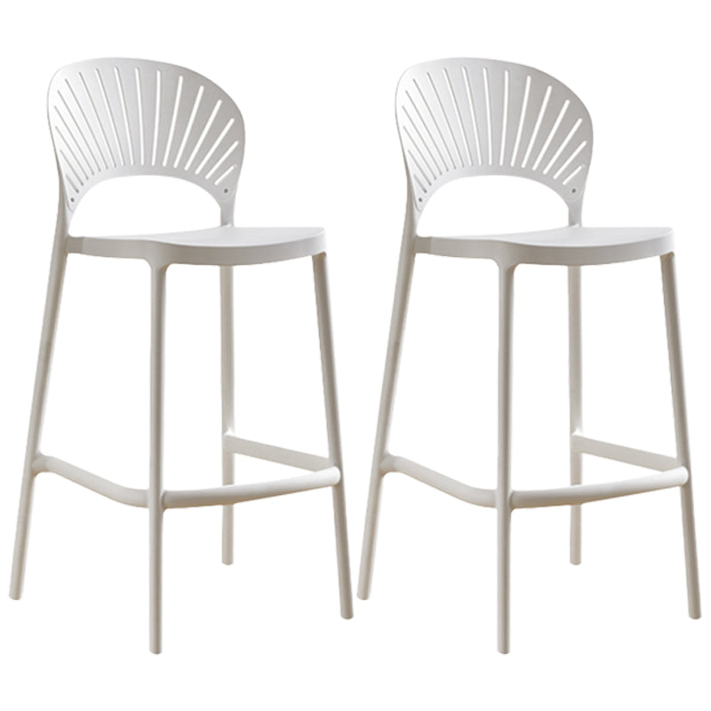 Nordic Plastic Simple Stackable Barstool Indoor Tall Stool with Saddle Seat White 2 Piece Set Bar Stool (28" H) Clearhalo 'Bar Furniture' 'Bar Stools' 'bar_stools' 'furn' 'furn_bar_stools' 'furniture_bar_stools' 'Kitchen & Dining Furniture' 'kitchen&dining_furn' 'kitchen' 'kitchen_furn' Furniture' 4392218