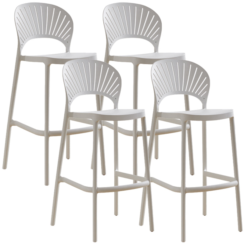 Nordic Plastic Simple Stackable Barstool Indoor Tall Stool with Saddle Seat White 4 Piece Set Bar Stool(30"H) Clearhalo 'Bar Furniture' 'Bar Stools' 'bar_stools' 'furn' 'furn_bar_stools' 'furniture_bar_stools' 'Kitchen & Dining Furniture' 'kitchen&dining_furn' 'kitchen' 'kitchen_furn' Furniture' 4392219