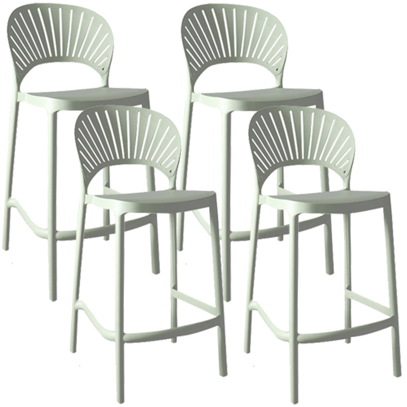 Nordic Plastic Simple Stackable Barstool Indoor Tall Stool with Saddle Seat Green 4 Piece Set Counter Stool (24"H) Clearhalo 'Bar Furniture' 'Bar Stools' 'bar_stools' 'furn' 'furn_bar_stools' 'furniture_bar_stools' 'Kitchen & Dining Furniture' 'kitchen&dining_furn' 'kitchen' 'kitchen_furn' Furniture' 4392222
