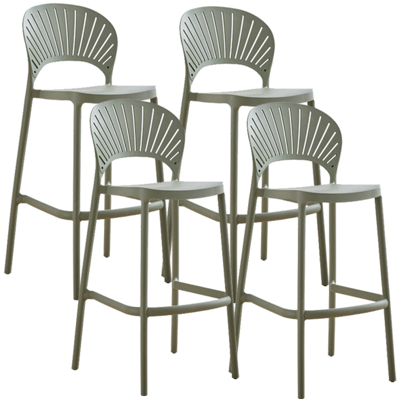 Nordic Plastic Simple Stackable Barstool Indoor Tall Stool with Saddle Seat Green 4 Piece Set Counter Stool(26"H) Clearhalo 'Bar Furniture' 'Bar Stools' 'bar_stools' 'furn' 'furn_bar_stools' 'furniture_bar_stools' 'Kitchen & Dining Furniture' 'kitchen&dining_furn' 'kitchen' 'kitchen_furn' Furniture' 4392225
