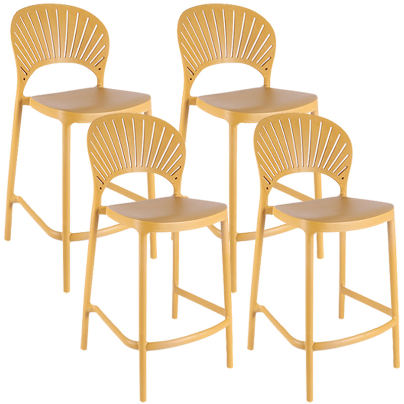Nordic Plastic Simple Stackable Barstool Indoor Tall Stool with Saddle Seat Yellow 4 Piece Set Counter Stool (24"H) Clearhalo 'Bar Furniture' 'Bar Stools' 'bar_stools' 'furn' 'furn_bar_stools' 'furniture_bar_stools' 'Kitchen & Dining Furniture' 'kitchen&dining_furn' 'kitchen' 'kitchen_furn' Furniture' 4392234
