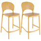 Nordic Plastic Simple Stackable Barstool Indoor Tall Stool with Saddle Seat Yellow 2 Piece Set Counter Stool (24"H) Clearhalo 'Bar Furniture' 'Bar Stools' 'bar_stools' 'furn' 'furn_bar_stools' 'furniture_bar_stools' 'Kitchen & Dining Furniture' 'kitchen&dining_furn' 'kitchen' 'kitchen_furn' Furniture' 4392236
