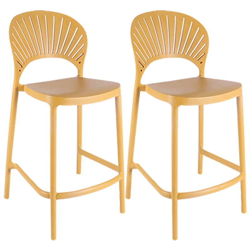 Nordic Plastic Simple Stackable Barstool Indoor Tall Stool with Saddle Seat Yellow 2 Piece Set Counter Stool (24"H) Clearhalo 'Bar Furniture' 'Bar Stools' 'bar_stools' 'furn' 'furn_bar_stools' 'furniture_bar_stools' 'Kitchen & Dining Furniture' 'kitchen&dining_furn' 'kitchen' 'kitchen_furn' Furniture' 4392236