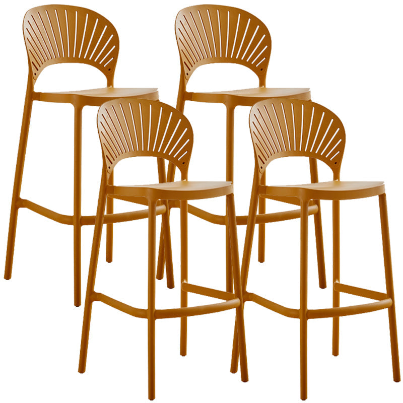 Nordic Plastic Simple Stackable Barstool Indoor Tall Stool with Saddle Seat Yellow 4 Piece Set Counter Stool(26"H) Clearhalo 'Bar Furniture' 'Bar Stools' 'bar_stools' 'furn' 'furn_bar_stools' 'furniture_bar_stools' 'Kitchen & Dining Furniture' 'kitchen&dining_furn' 'kitchen' 'kitchen_furn' Furniture' 4392237