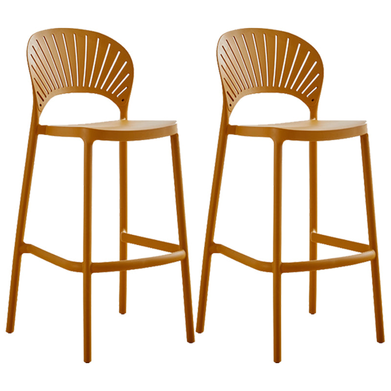 Nordic Plastic Simple Stackable Barstool Indoor Tall Stool with Saddle Seat Yellow 2 Piece Set Counter Stool(26"H) Clearhalo 'Bar Furniture' 'Bar Stools' 'bar_stools' 'furn' 'furn_bar_stools' 'furniture_bar_stools' 'Kitchen & Dining Furniture' 'kitchen&dining_furn' 'kitchen' 'kitchen_furn' Furniture' 4392239