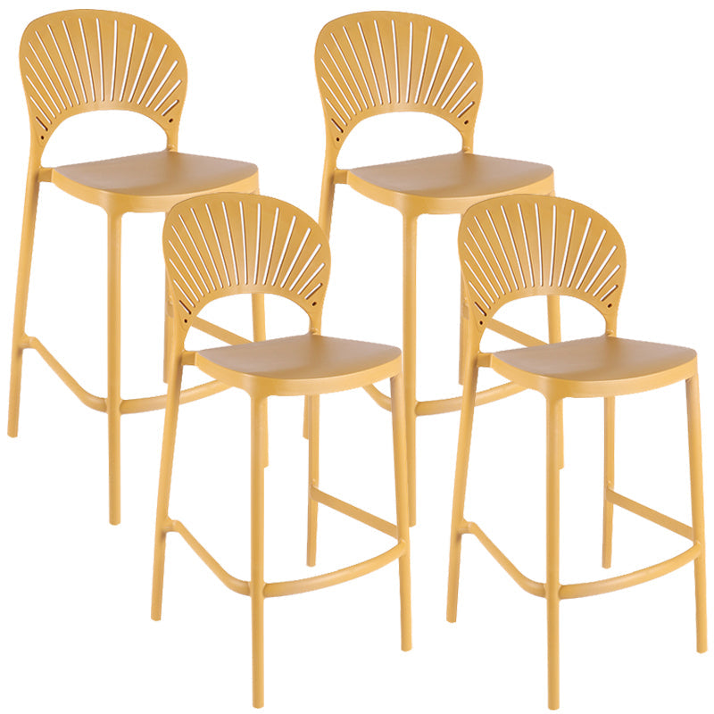 Nordic Plastic Simple Stackable Barstool Indoor Tall Stool with Saddle Seat Yellow 4 Piece Set Bar Stool (28" H) Clearhalo 'Bar Furniture' 'Bar Stools' 'bar_stools' 'furn' 'furn_bar_stools' 'furniture_bar_stools' 'Kitchen & Dining Furniture' 'kitchen&dining_furn' 'kitchen' 'kitchen_furn' Furniture' 4392240