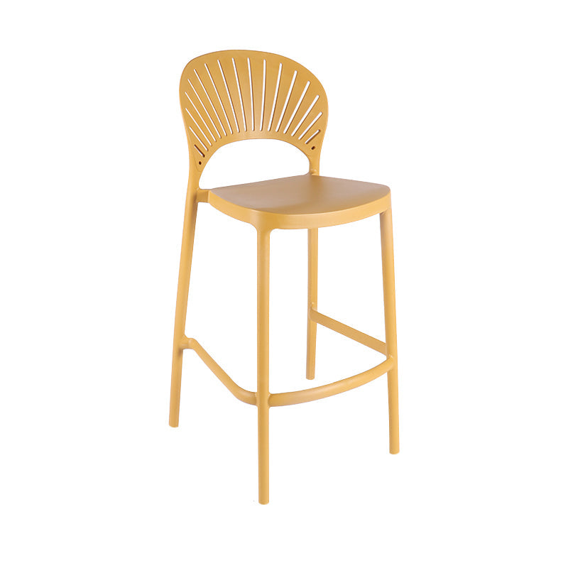 Nordic Plastic Simple Stackable Barstool Indoor Tall Stool with Saddle Seat Yellow 1 Piece Bar Stool (28" H) Clearhalo 'Bar Furniture' 'Bar Stools' 'bar_stools' 'furn' 'furn_bar_stools' 'furniture_bar_stools' 'Kitchen & Dining Furniture' 'kitchen&dining_furn' 'kitchen' 'kitchen_furn' Furniture' 4392241