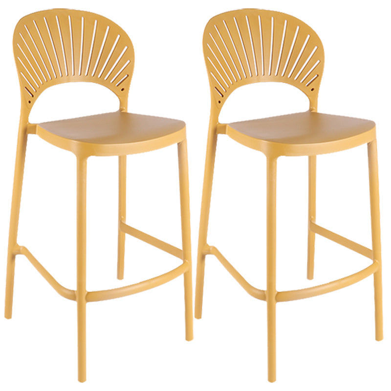 Nordic Plastic Simple Stackable Barstool Indoor Tall Stool with Saddle Seat Yellow 2 Piece Set Bar Stool (28" H) Clearhalo 'Bar Furniture' 'Bar Stools' 'bar_stools' 'furn' 'furn_bar_stools' 'furniture_bar_stools' 'Kitchen & Dining Furniture' 'kitchen&dining_furn' 'kitchen' 'kitchen_furn' Furniture' 4392242