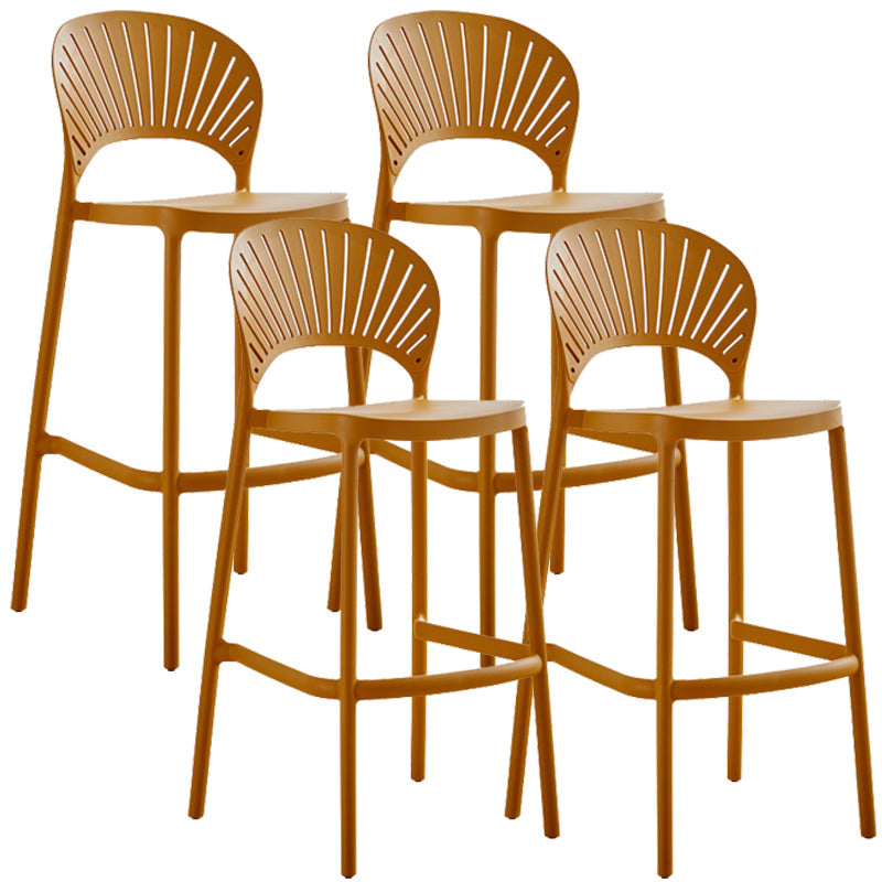 Nordic Plastic Simple Stackable Barstool Indoor Tall Stool with Saddle Seat Yellow 4 Piece Set Bar Stool(30"H) Clearhalo 'Bar Furniture' 'Bar Stools' 'bar_stools' 'furn' 'furn_bar_stools' 'furniture_bar_stools' 'Kitchen & Dining Furniture' 'kitchen&dining_furn' 'kitchen' 'kitchen_furn' Furniture' 4392243