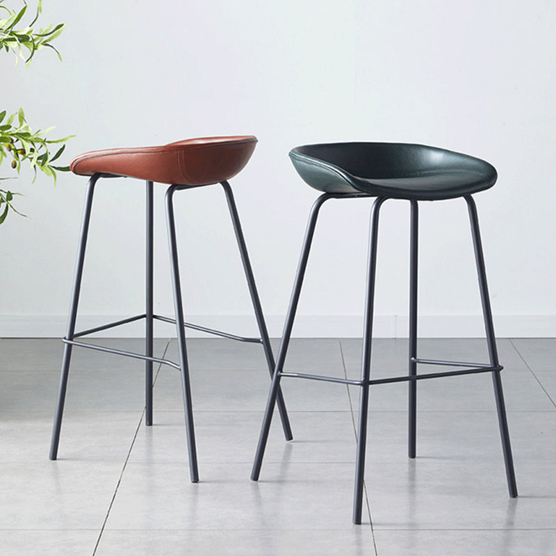 Industrial Metal Distressed Barstool Indoor Tall Stool with Leather Seat Clearhalo 'Bar Furniture' 'Bar Stools' 'bar_stools' 'furn' 'furn_bar_stools' 'furniture_bar_stools' 'Kitchen & Dining Furniture' 'kitchen&dining_furn' 'kitchen' 'kitchen_furn' Furniture' 4392323