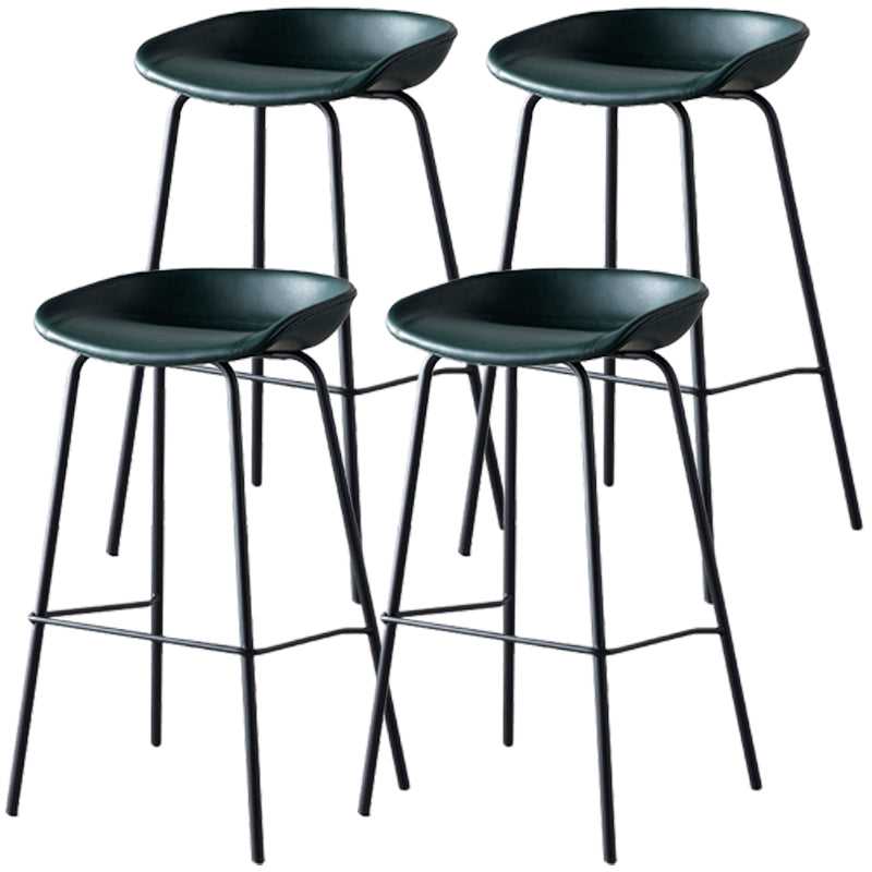 Industrial Metal Distressed Barstool Indoor Tall Stool with Leather Seat Green 4 Piece Set Counter Stool(26"H) Clearhalo 'Bar Furniture' 'Bar Stools' 'bar_stools' 'furn' 'furn_bar_stools' 'furniture_bar_stools' 'Kitchen & Dining Furniture' 'kitchen&dining_furn' 'kitchen' 'kitchen_furn' Furniture' 4392335