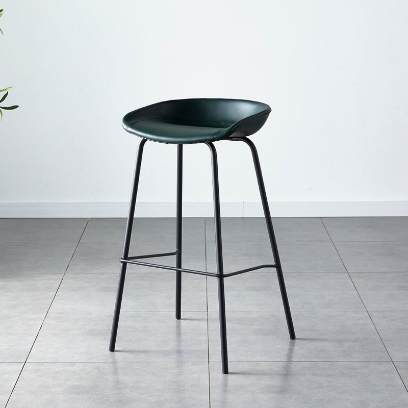 Industrial Metal Distressed Barstool Indoor Tall Stool with Leather Seat Green 1 Piece Counter Stool(26"H) Clearhalo 'Bar Furniture' 'Bar Stools' 'bar_stools' 'furn' 'furn_bar_stools' 'furniture_bar_stools' 'Kitchen & Dining Furniture' 'kitchen&dining_furn' 'kitchen' 'kitchen_furn' Furniture' 4392338