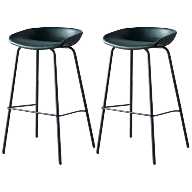 Industrial Metal Distressed Barstool Indoor Tall Stool with Leather Seat Green 2 Piece Set Counter Stool(26"H) Clearhalo 'Bar Furniture' 'Bar Stools' 'bar_stools' 'furn' 'furn_bar_stools' 'furniture_bar_stools' 'Kitchen & Dining Furniture' 'kitchen&dining_furn' 'kitchen' 'kitchen_furn' Furniture' 4392340