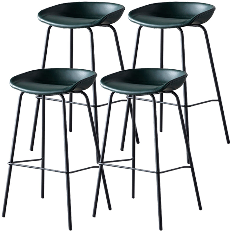 Industrial Metal Distressed Barstool Indoor Tall Stool with Leather Seat Green 4 Piece Set Bar Stool(30"H) Clearhalo 'Bar Furniture' 'Bar Stools' 'bar_stools' 'furn' 'furn_bar_stools' 'furniture_bar_stools' 'Kitchen & Dining Furniture' 'kitchen&dining_furn' 'kitchen' 'kitchen_furn' Furniture' 4392342