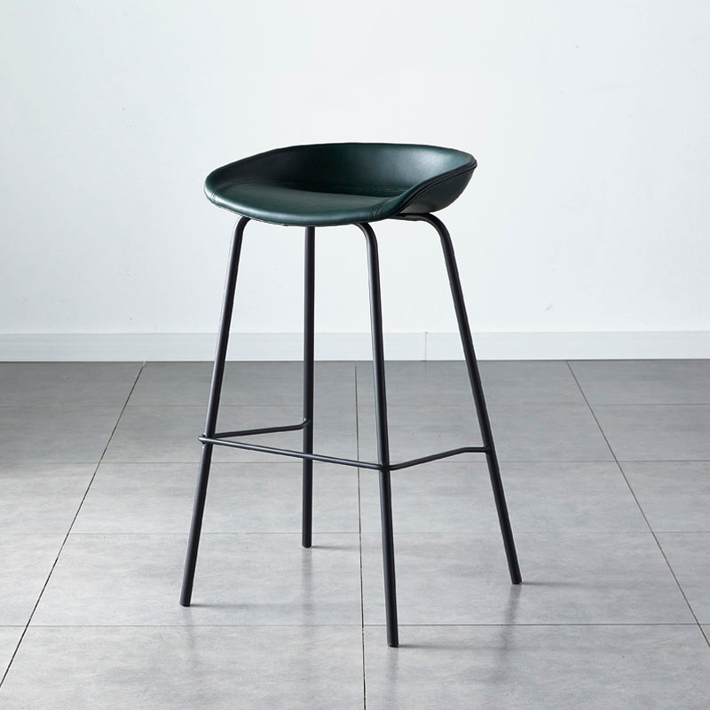 Industrial Metal Distressed Barstool Indoor Tall Stool with Leather Seat Green 1 Piece Bar Stool(30"H) Clearhalo 'Bar Furniture' 'Bar Stools' 'bar_stools' 'furn' 'furn_bar_stools' 'furniture_bar_stools' 'Kitchen & Dining Furniture' 'kitchen&dining_furn' 'kitchen' 'kitchen_furn' Furniture' 4392343