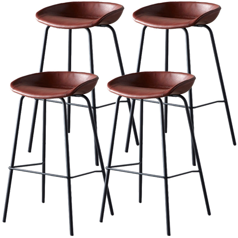 Industrial Metal Distressed Barstool Indoor Tall Stool with Leather Seat Red 4 Piece Set Counter Stool(26"H) Clearhalo 'Bar Furniture' 'Bar Stools' 'bar_stools' 'furn' 'furn_bar_stools' 'furniture_bar_stools' 'Kitchen & Dining Furniture' 'kitchen&dining_furn' 'kitchen' 'kitchen_furn' Furniture' 4392348