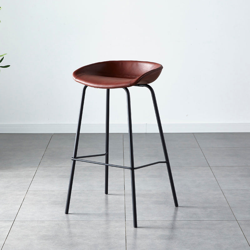 Industrial Metal Distressed Barstool Indoor Tall Stool with Leather Seat Red 1 Piece Counter Stool(26"H) Clearhalo 'Bar Furniture' 'Bar Stools' 'bar_stools' 'furn' 'furn_bar_stools' 'furniture_bar_stools' 'Kitchen & Dining Furniture' 'kitchen&dining_furn' 'kitchen' 'kitchen_furn' Furniture' 4392349