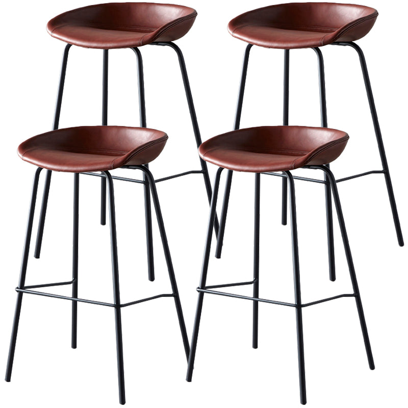 Industrial Metal Distressed Barstool Indoor Tall Stool with Leather Seat Red 4 Piece Set Bar Stool(30"H) Clearhalo 'Bar Furniture' 'Bar Stools' 'bar_stools' 'furn' 'furn_bar_stools' 'furniture_bar_stools' 'Kitchen & Dining Furniture' 'kitchen&dining_furn' 'kitchen' 'kitchen_furn' Furniture' 4392351
