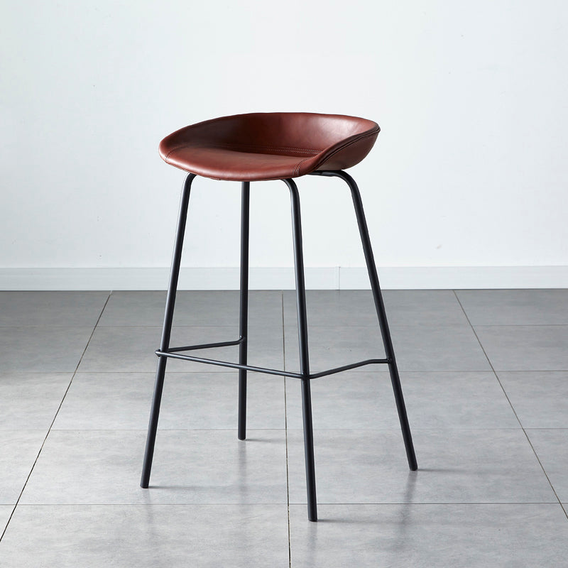 Industrial Metal Distressed Barstool Indoor Tall Stool with Leather Seat Red 1 Piece Bar Stool(30"H) Clearhalo 'Bar Furniture' 'Bar Stools' 'bar_stools' 'furn' 'furn_bar_stools' 'furniture_bar_stools' 'Kitchen & Dining Furniture' 'kitchen&dining_furn' 'kitchen' 'kitchen_furn' Furniture' 4392352