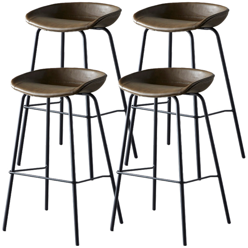 Industrial Metal Distressed Barstool Indoor Tall Stool with Leather Seat Coffee 4 Piece Set Counter Stool(26"H) Clearhalo 'Bar Furniture' 'Bar Stools' 'bar_stools' 'furn' 'furn_bar_stools' 'furniture_bar_stools' 'Kitchen & Dining Furniture' 'kitchen&dining_furn' 'kitchen' 'kitchen_furn' Furniture' 4392360