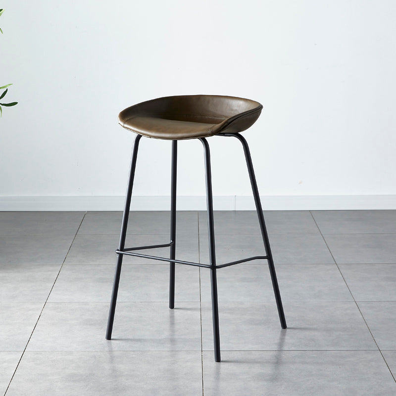 Industrial Metal Distressed Barstool Indoor Tall Stool with Leather Seat Coffee 1 Piece Counter Stool(26"H) Clearhalo 'Bar Furniture' 'Bar Stools' 'bar_stools' 'furn' 'furn_bar_stools' 'furniture_bar_stools' 'Kitchen & Dining Furniture' 'kitchen&dining_furn' 'kitchen' 'kitchen_furn' Furniture' 4392361