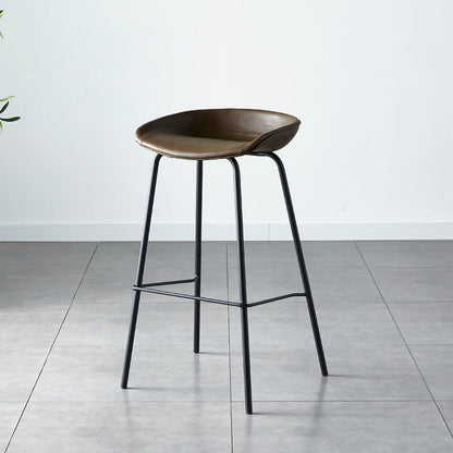 Industrial Metal Distressed Barstool Indoor Tall Stool with Leather Seat Coffee 1 Piece Counter Stool(26"H) Clearhalo 'Bar Furniture' 'Bar Stools' 'bar_stools' 'furn' 'furn_bar_stools' 'furniture_bar_stools' 'Kitchen & Dining Furniture' 'kitchen&dining_furn' 'kitchen' 'kitchen_furn' Furniture' 4392361