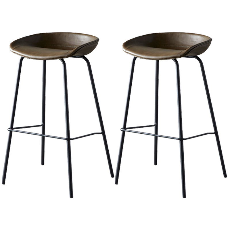 Industrial Metal Distressed Barstool Indoor Tall Stool with Leather Seat Coffee 2 Piece Set Counter Stool(26"H) Clearhalo 'Bar Furniture' 'Bar Stools' 'bar_stools' 'furn' 'furn_bar_stools' 'furniture_bar_stools' 'Kitchen & Dining Furniture' 'kitchen&dining_furn' 'kitchen' 'kitchen_furn' Furniture' 4392362