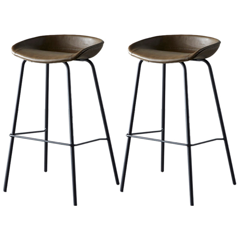 Industrial Metal Distressed Barstool Indoor Tall Stool with Leather Seat Coffee 2 Piece Set Bar Stool(30"H) Clearhalo 'Bar Furniture' 'Bar Stools' 'bar_stools' 'furn' 'furn_bar_stools' 'furniture_bar_stools' 'Kitchen & Dining Furniture' 'kitchen&dining_furn' 'kitchen' 'kitchen_furn' Furniture' 4392365