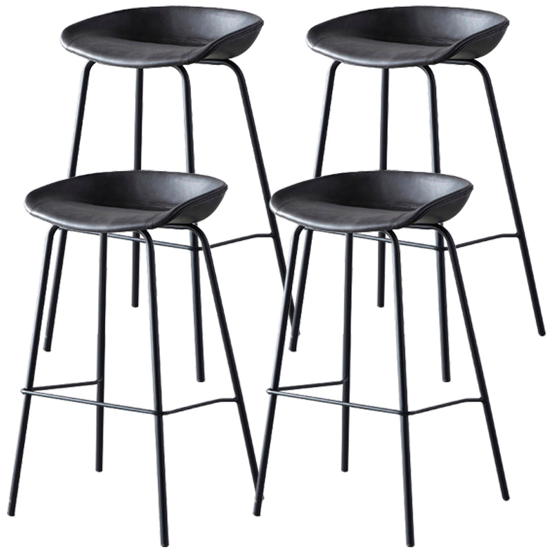 Industrial Metal Distressed Barstool Indoor Tall Stool with Leather Seat Dark Gray 4 Piece Set Counter Stool(26"H) Clearhalo 'Bar Furniture' 'Bar Stools' 'bar_stools' 'furn' 'furn_bar_stools' 'furniture_bar_stools' 'Kitchen & Dining Furniture' 'kitchen&dining_furn' 'kitchen' 'kitchen_furn' Furniture' 4392366