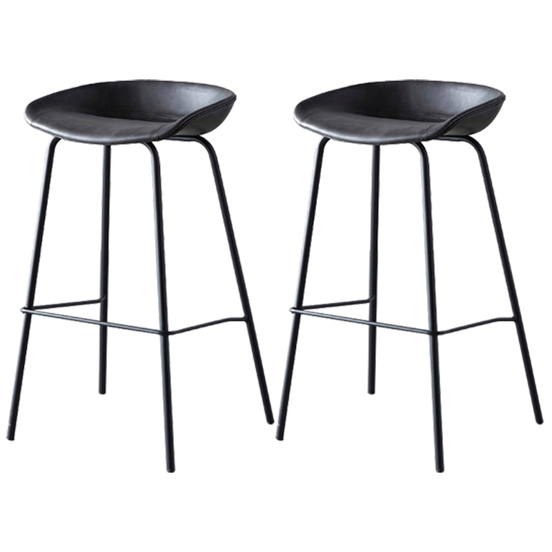 Industrial Metal Distressed Barstool Indoor Tall Stool with Leather Seat Dark Gray 2 Piece Set Counter Stool(26"H) Clearhalo 'Bar Furniture' 'Bar Stools' 'bar_stools' 'furn' 'furn_bar_stools' 'furniture_bar_stools' 'Kitchen & Dining Furniture' 'kitchen&dining_furn' 'kitchen' 'kitchen_furn' Furniture' 4392368